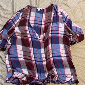 Tie front flannel top from Charming Charlie’s